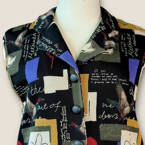 Supply & Demand Vintage Patchwork Button Up Knit Cardigan Vest Women Size L USA - Picture 5 of 13